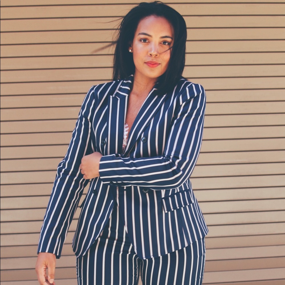 NEVER WORN WITH TAG double breasted stripe blazer